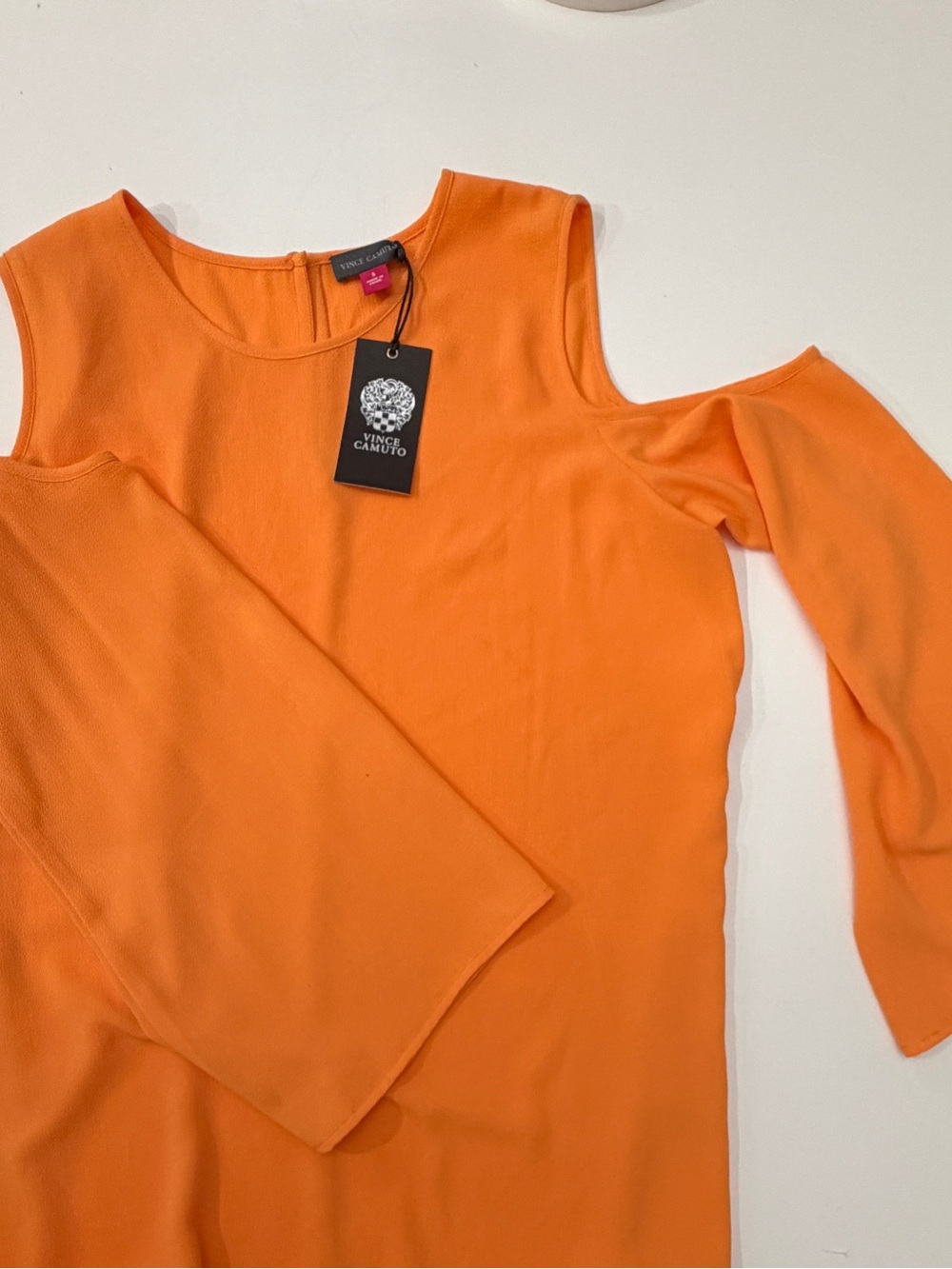 Vince Camuto Orange Cold-Shoulder Swing Blouse - Picture 4 of 4